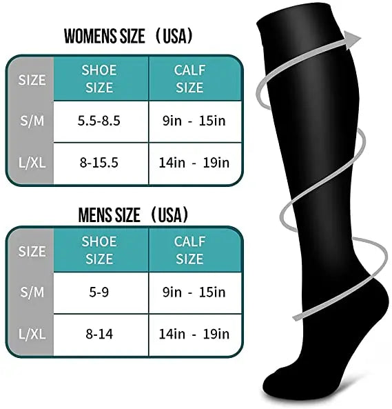 Compression socks that improve circulation, reduce swelling, and help prevent varicose veins.