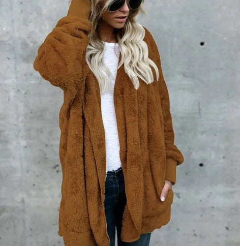 Warm oversized fleece jacket
