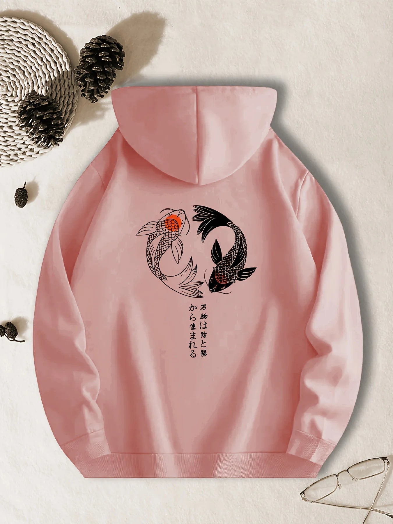 Men’s Casual Hoodie with Geometric Fish Design