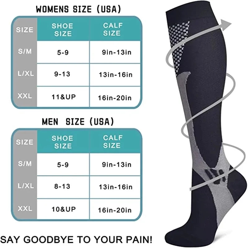 Compression socks that improve circulation, reduce swelling, and help prevent varicose veins.
