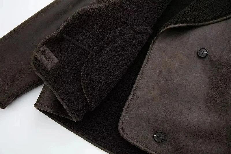 MUJER Faux Leather Jackets for Women Winter Warm Bomber Jacket