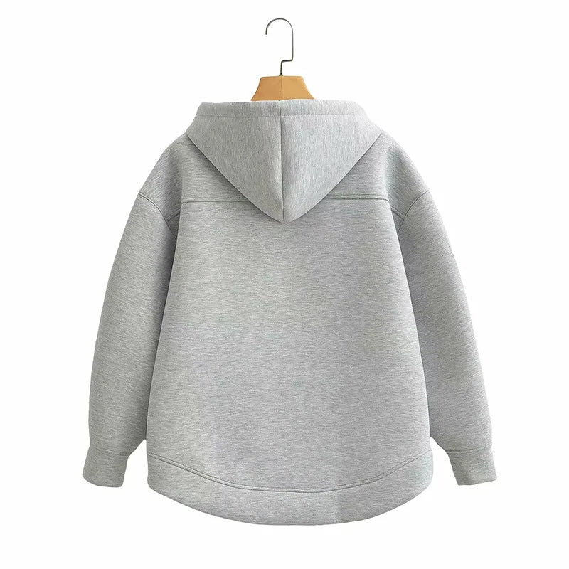 Gray Hooded Zip Jacket