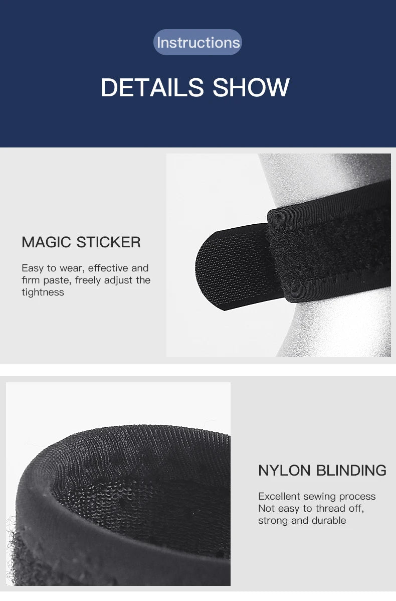 Adjustable knee strap for tendon support in sports and exercise.