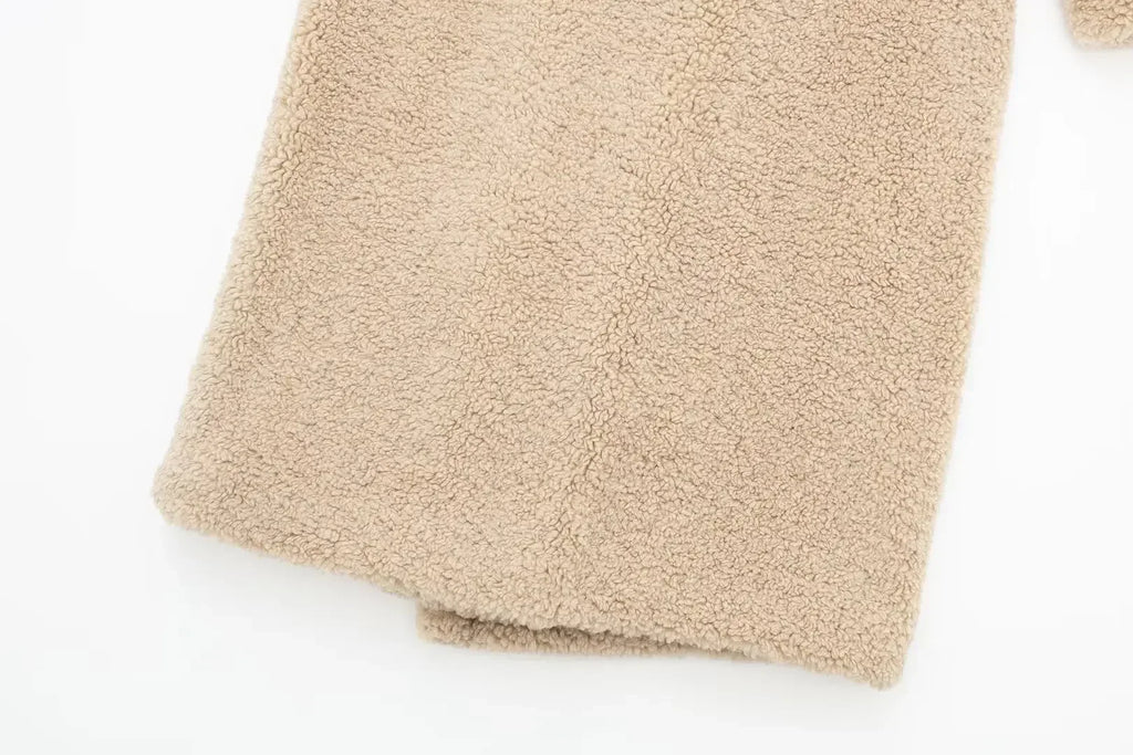 Women Autumn Winter Vintage Wool Blend Long Coat Lapel