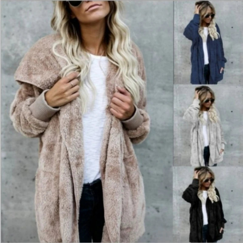 Warm oversized fleece jacket