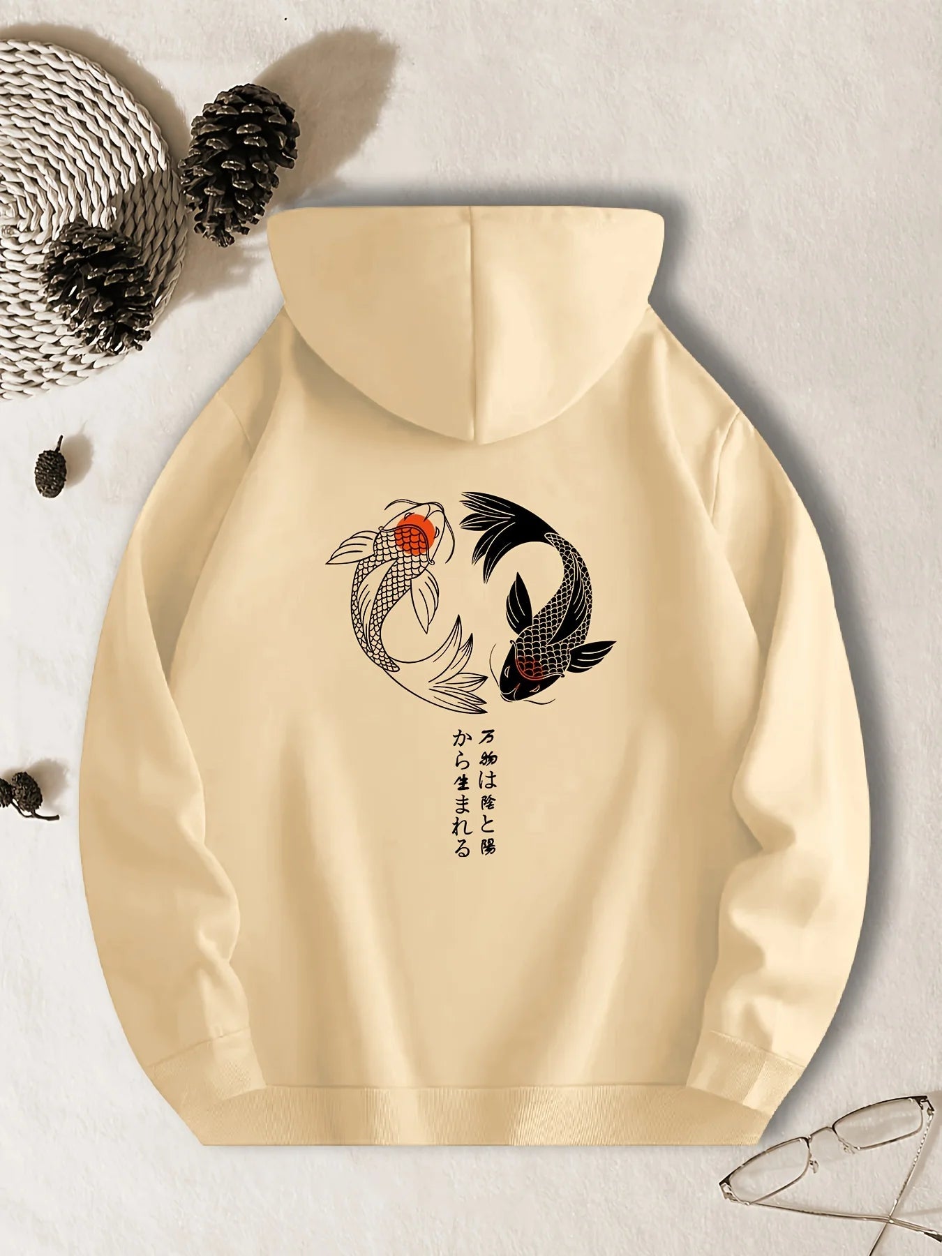 Men’s Casual Hoodie with Geometric Fish Design