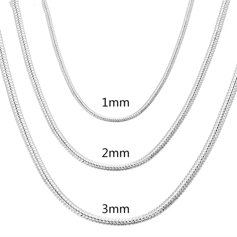 Silver snake chain necklace 45–60cm.