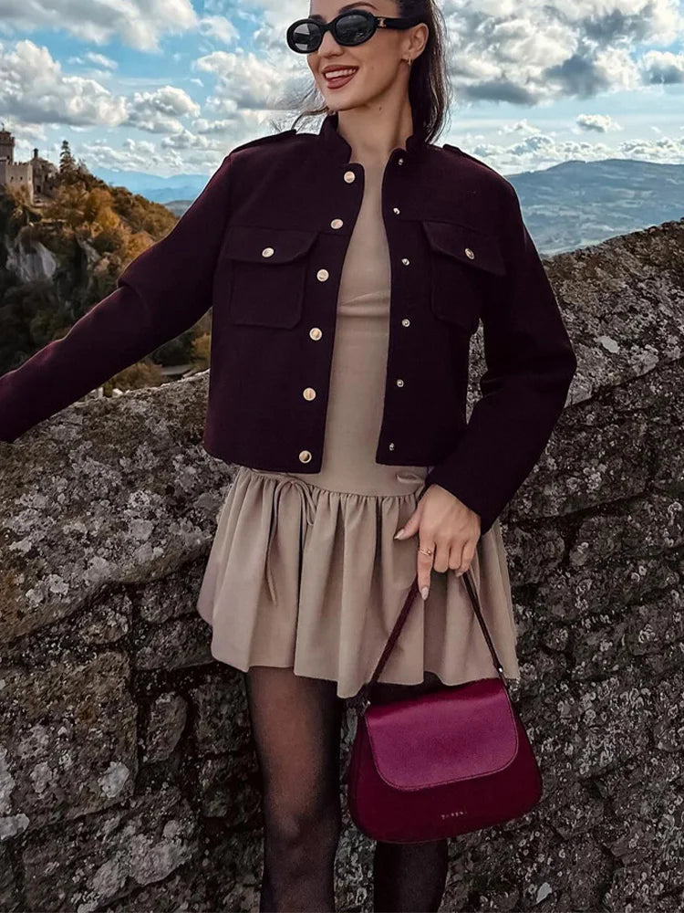 Women’s tweed bomber jacket.