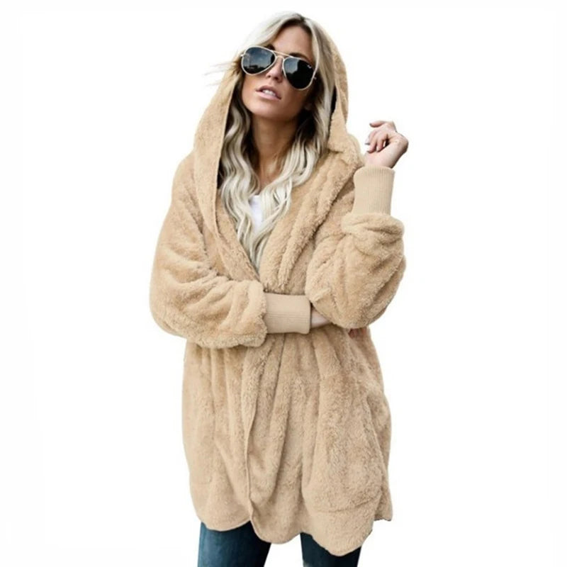 Warm oversized fleece jacket