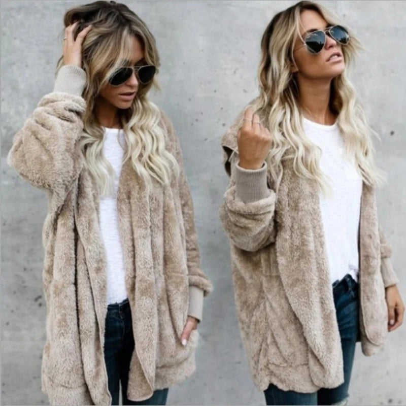 Warm oversized fleece jacket