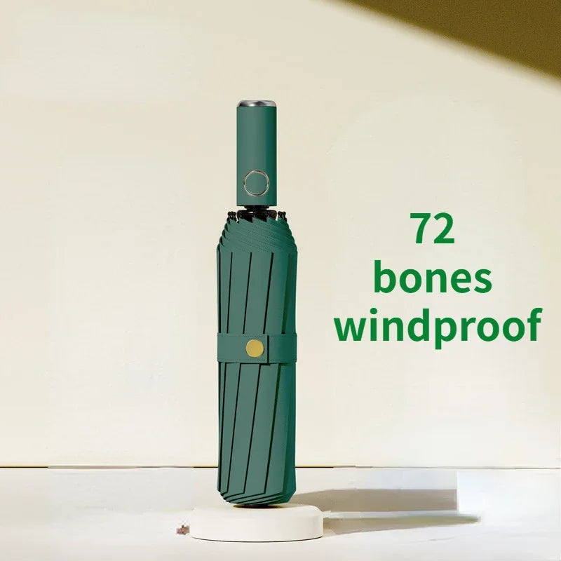 72-bone strong umbrella, wind-, rain-, sunproof, automatic, large.