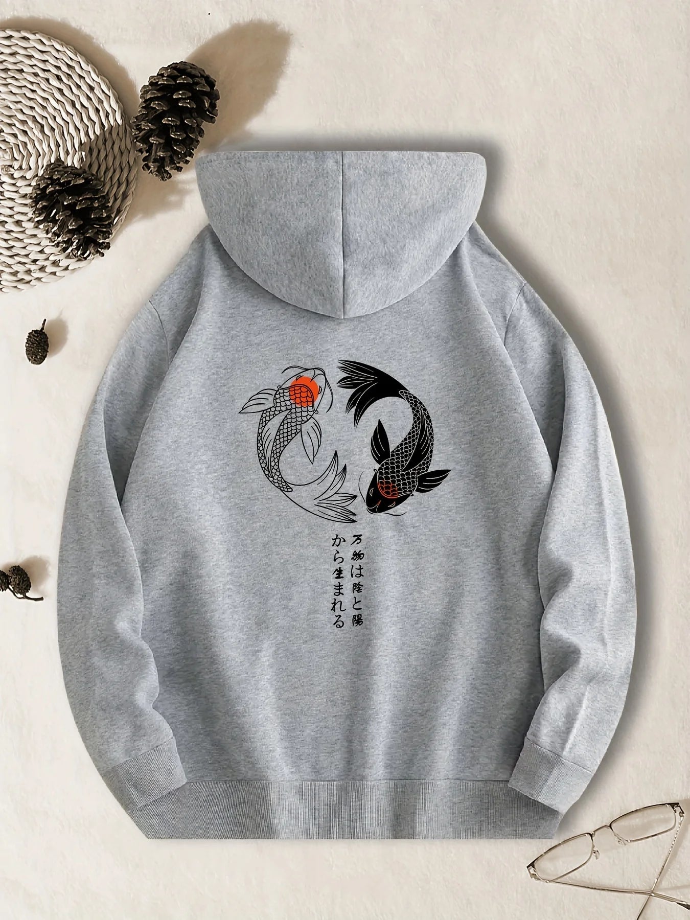 Men’s Casual Hoodie with Geometric Fish Design