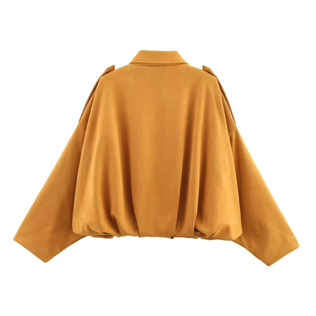 TFMLN Women Suede Bomber Jacket Spring