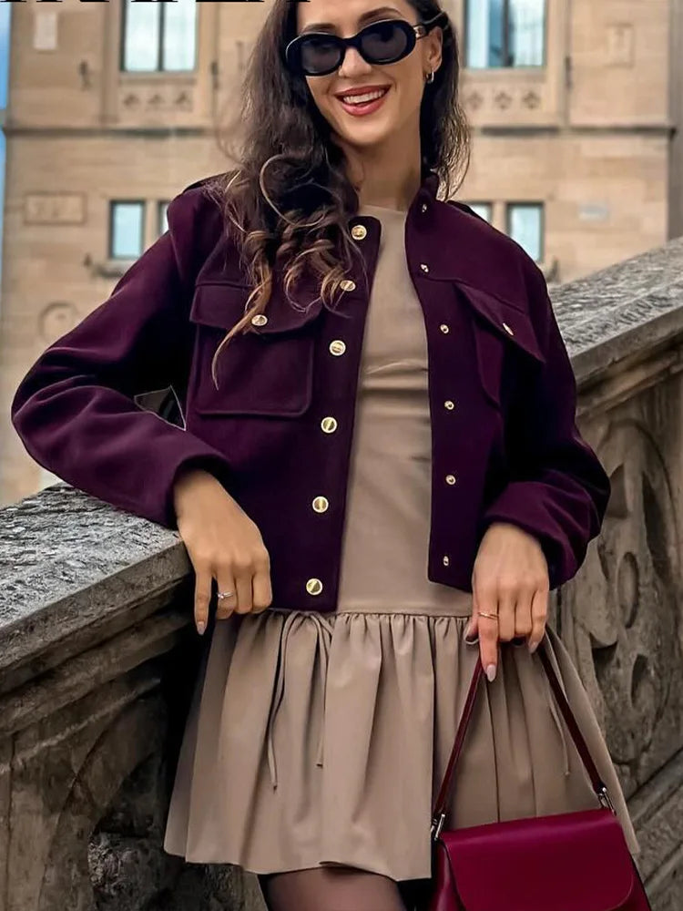 Women’s tweed bomber jacket.