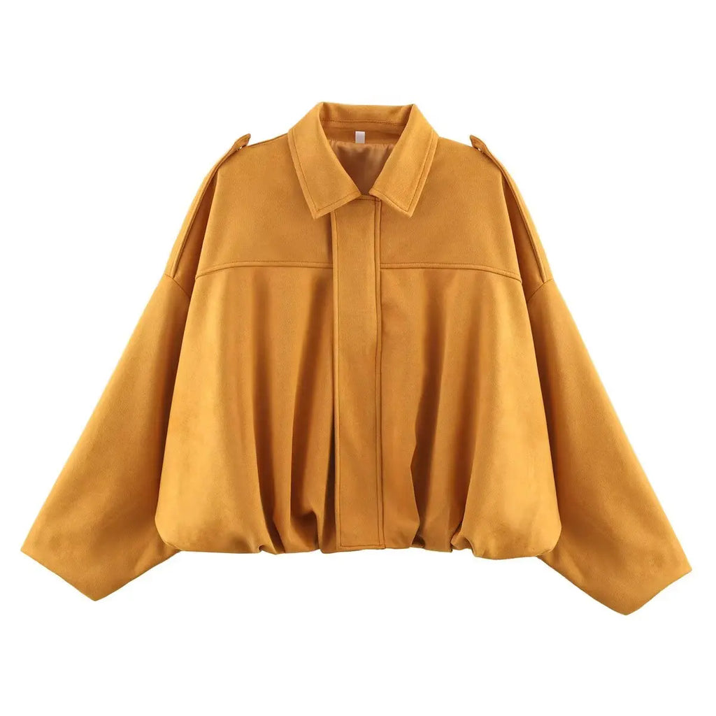 TFMLN Women Suede Bomber Jacket Spring