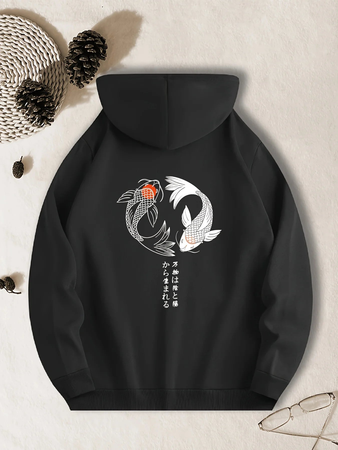 Men’s Casual Hoodie with Geometric Fish Design