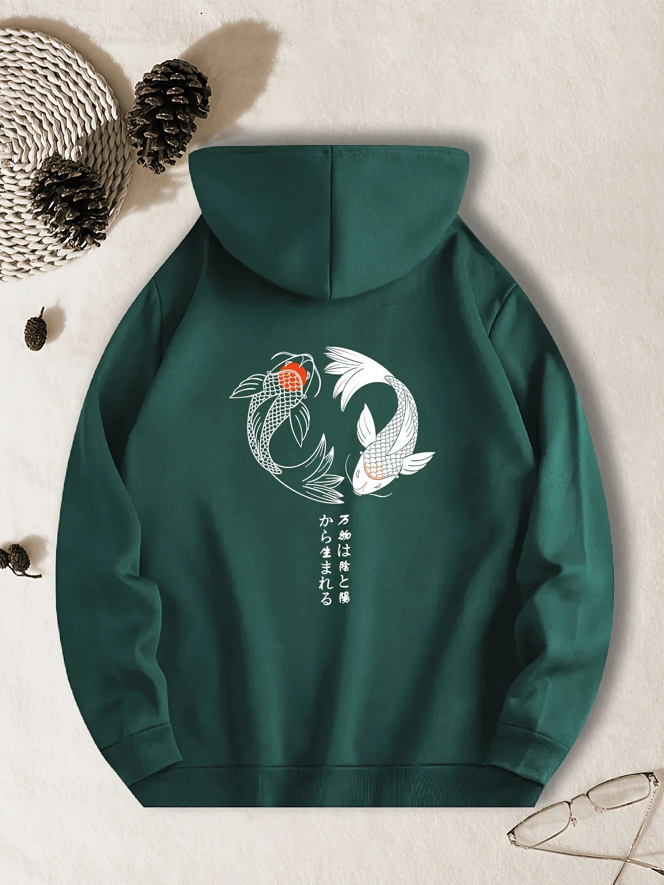 Men’s Casual Hoodie with Geometric Fish Design