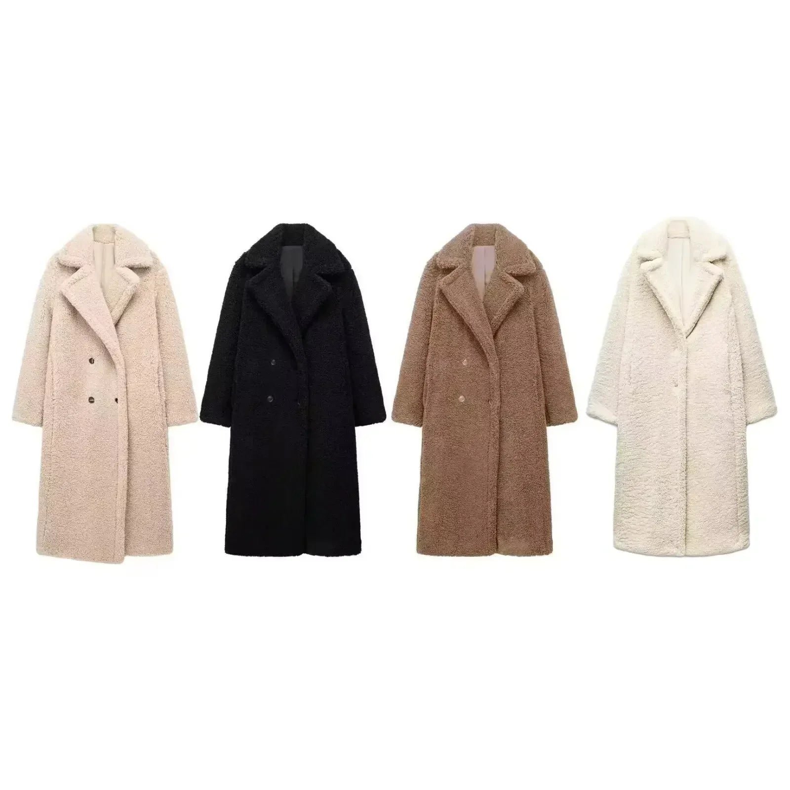 Women Autumn Winter Vintage Wool Blend Long Coat Lapel