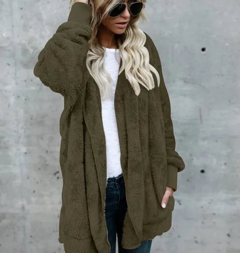 Warm oversized fleece jacket