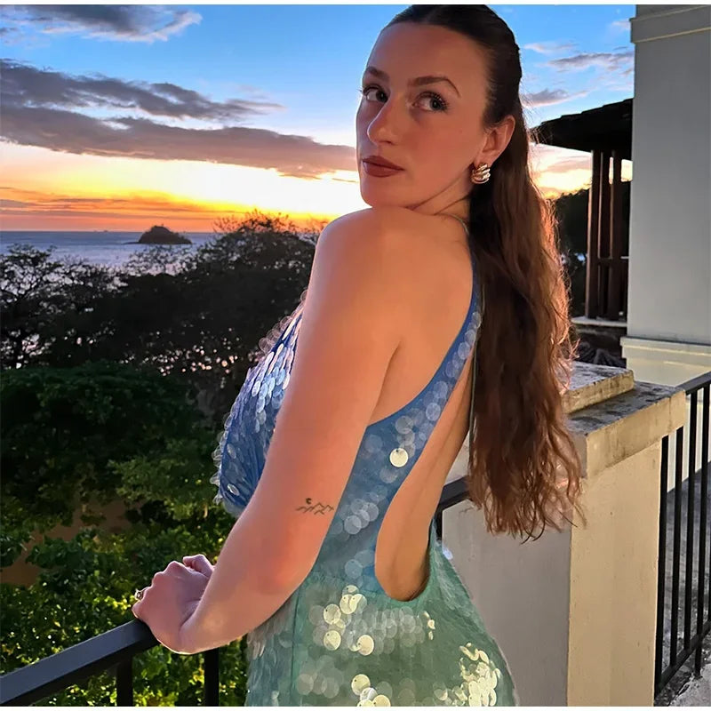 Sequins Halter Mini Dress