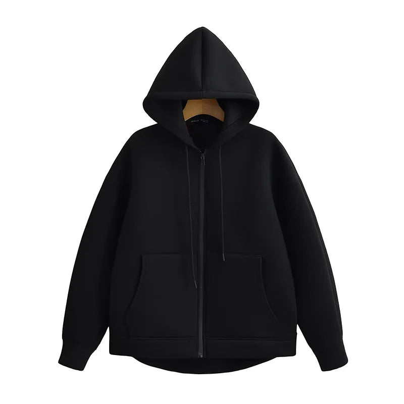 Gray Hooded Zip Jacket
