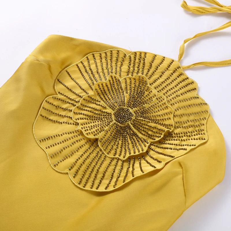 3D Flower Halter Backless Mermaid Dress – Summer 2025