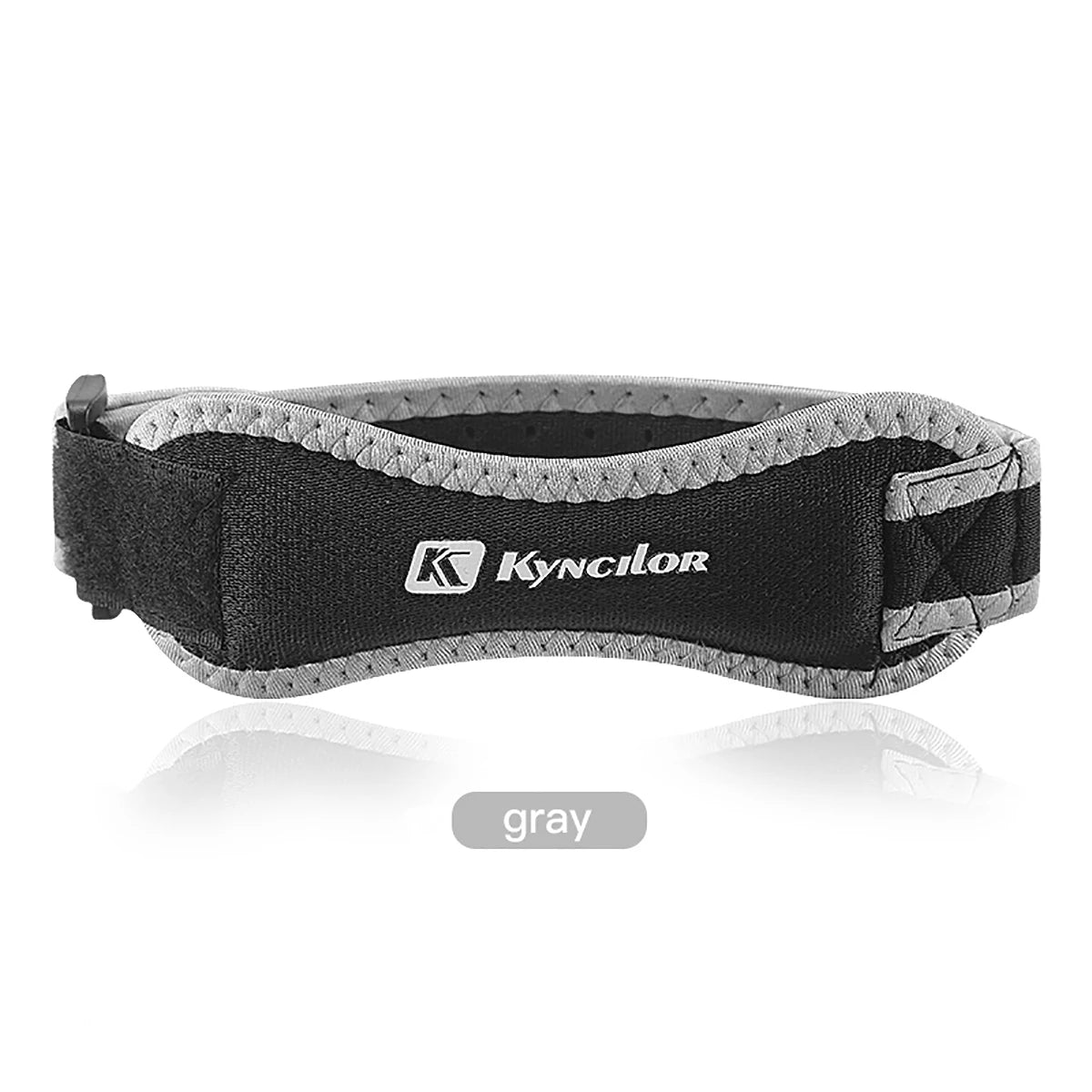 Adjustable knee strap for tendon support in sports and exercise.