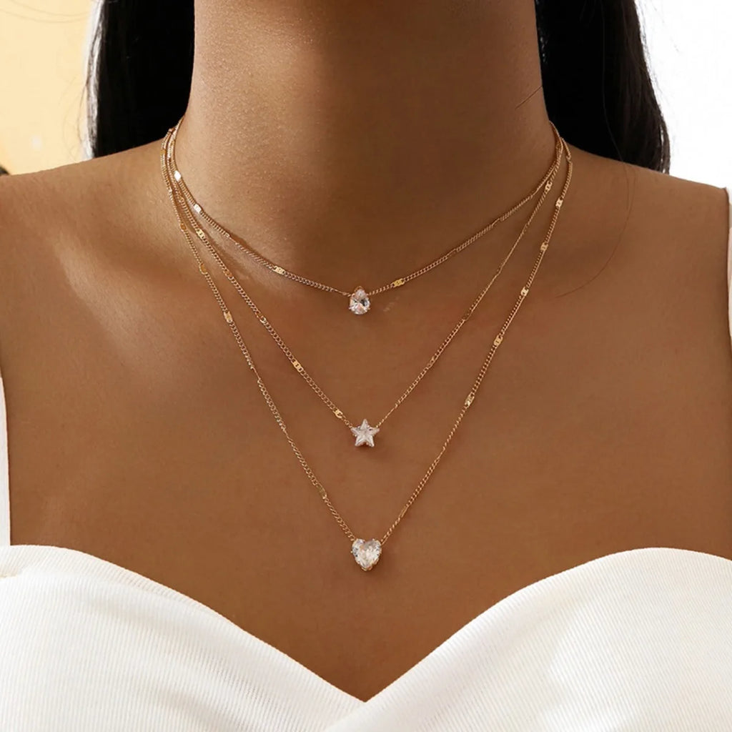 Women’s multi-layer star and heart necklace