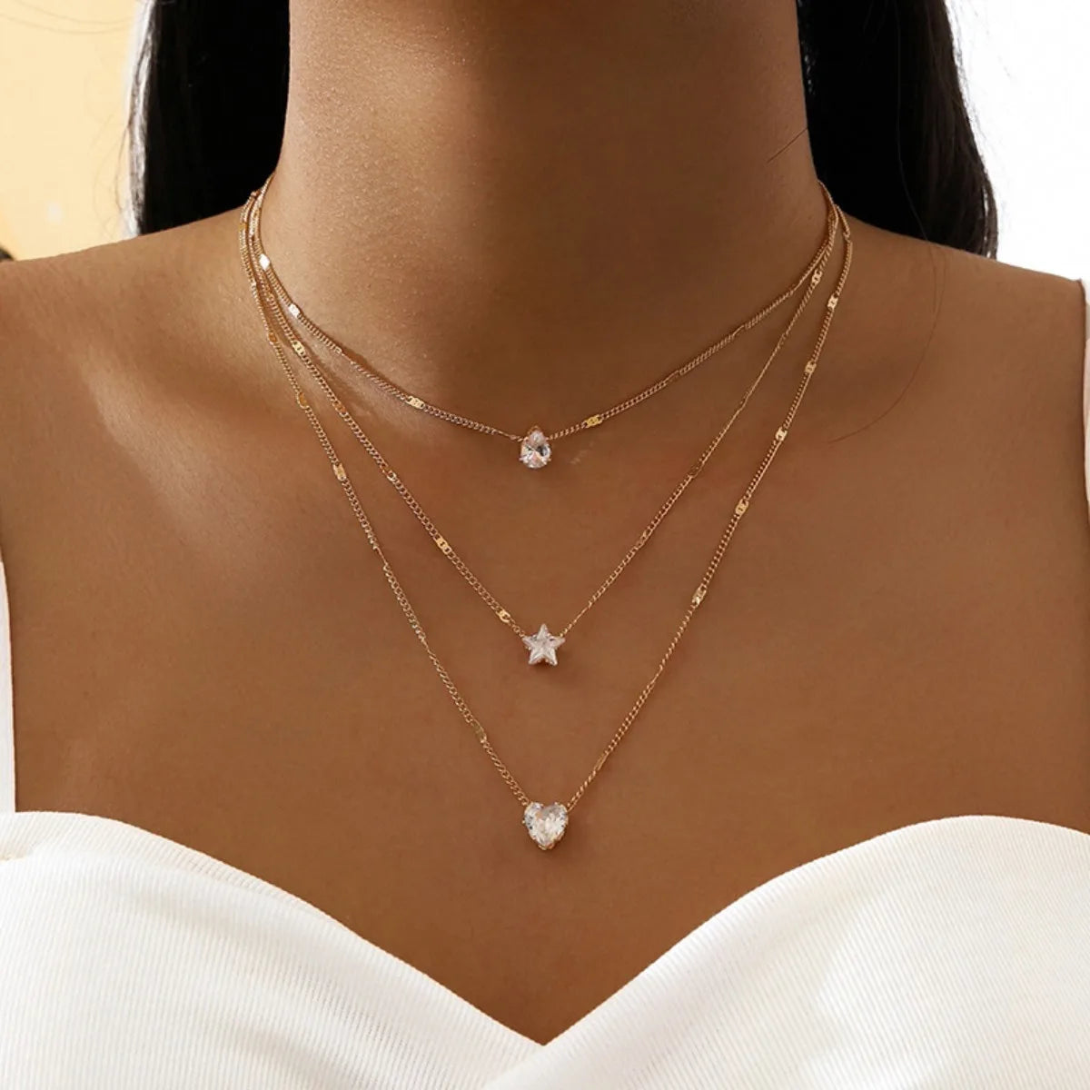 Women’s multi-layer star and heart necklace
