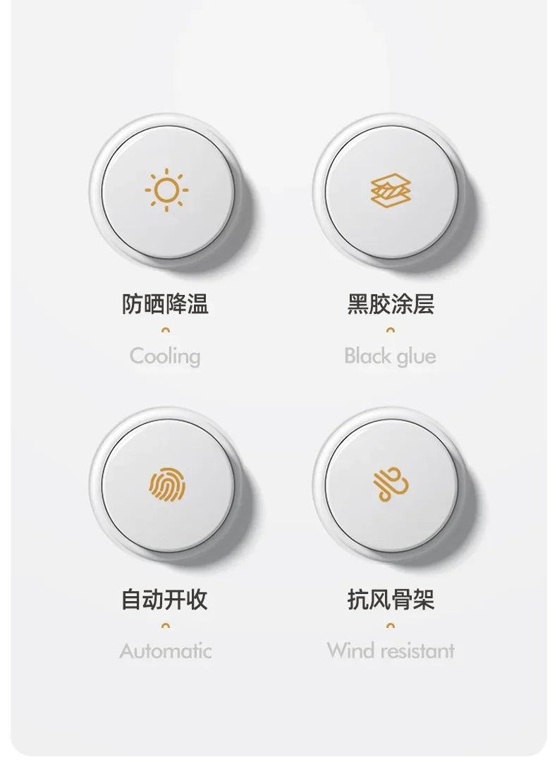 72-bone strong umbrella, wind-, rain-, sunproof, automatic, large.