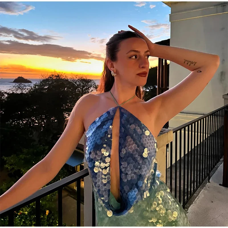 Sequins Halter Mini Dress