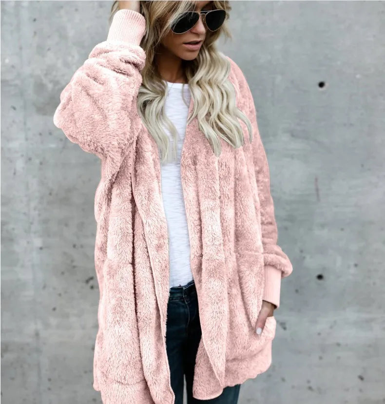 Warm oversized fleece jacket