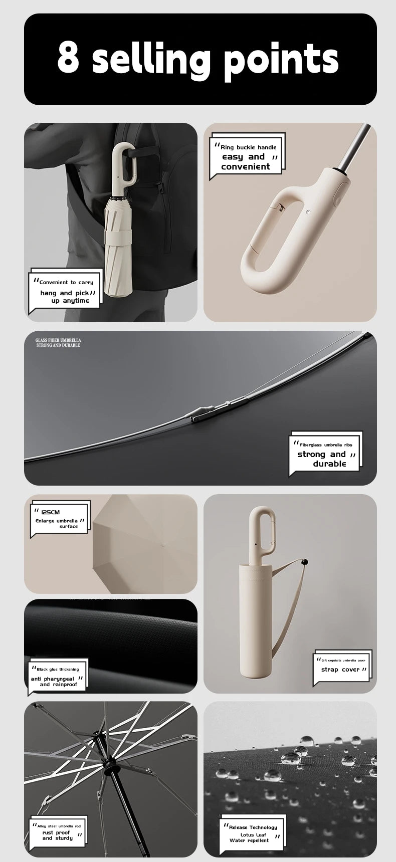 Extra-large umbrella, wind-, rain-, UV-resistant, automatic