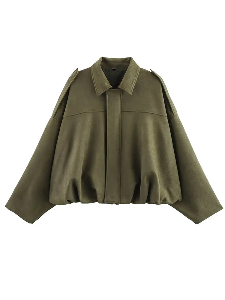 Vintage green oversized bomber jacket