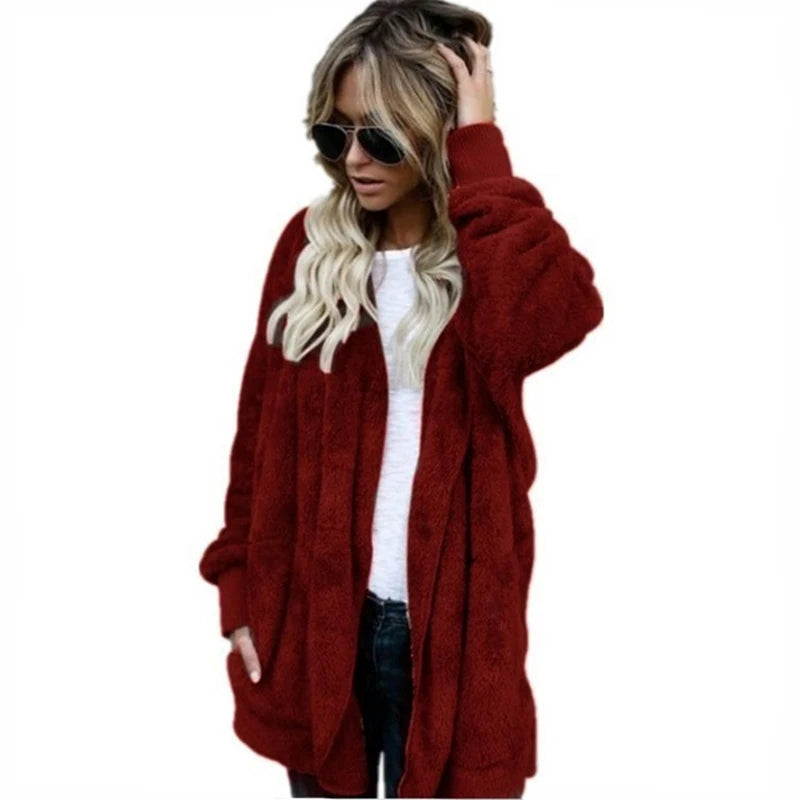 Warm oversized fleece jacket