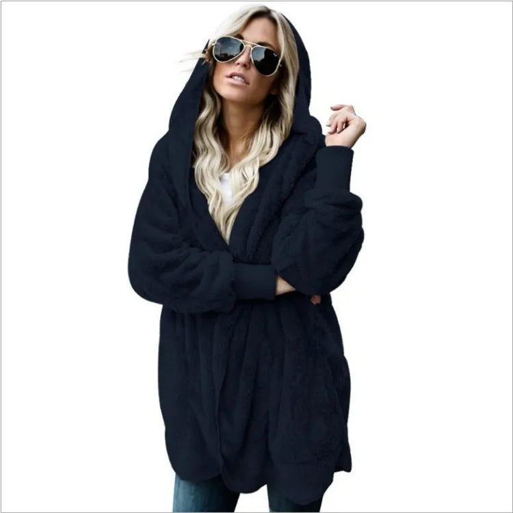 Warm oversized fleece jacket
