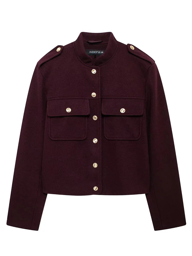Women’s tweed bomber jacket.