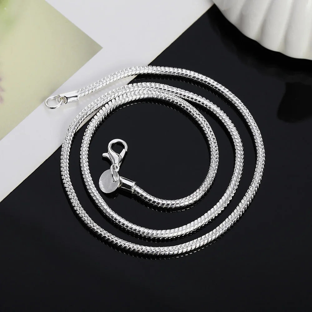 Silver snake chain necklace 45–60cm.