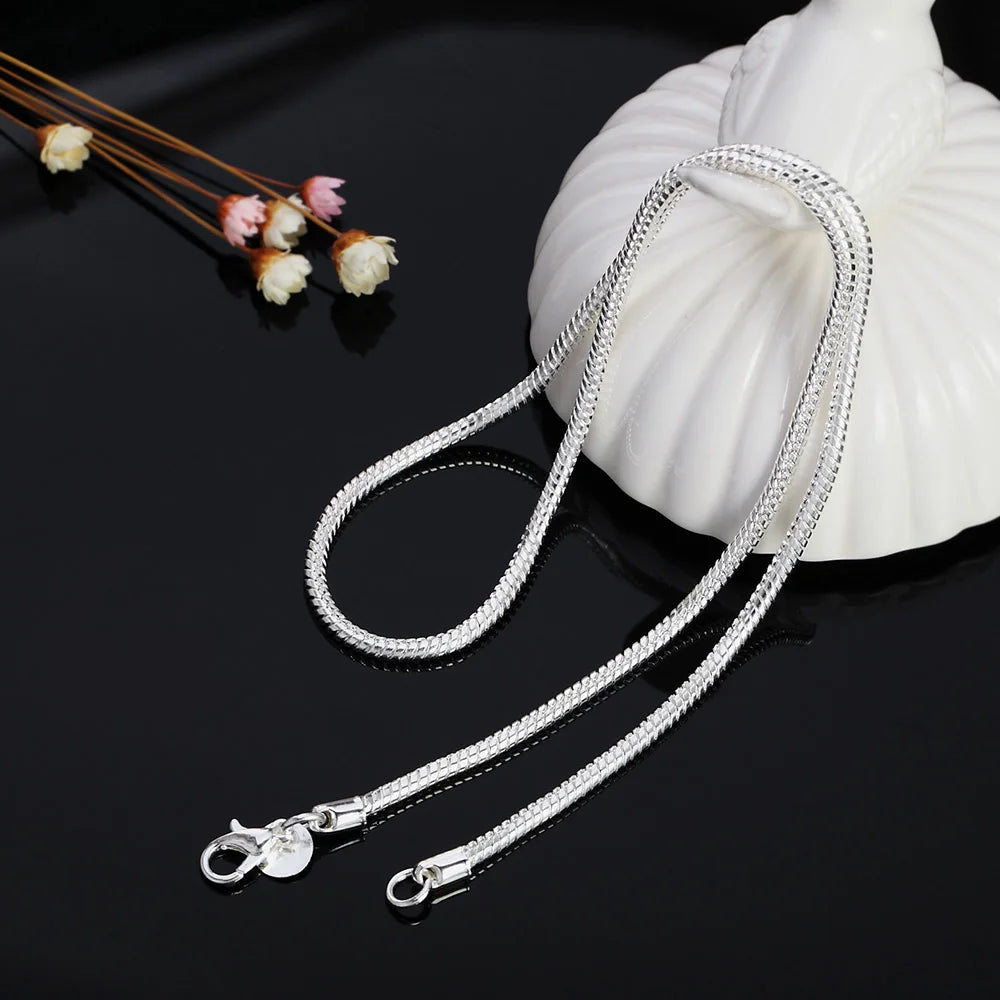 Silver snake chain necklace 45–60cm.