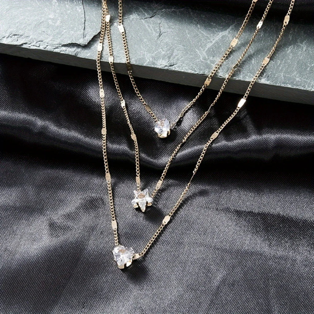 Women’s multi-layer star and heart necklace