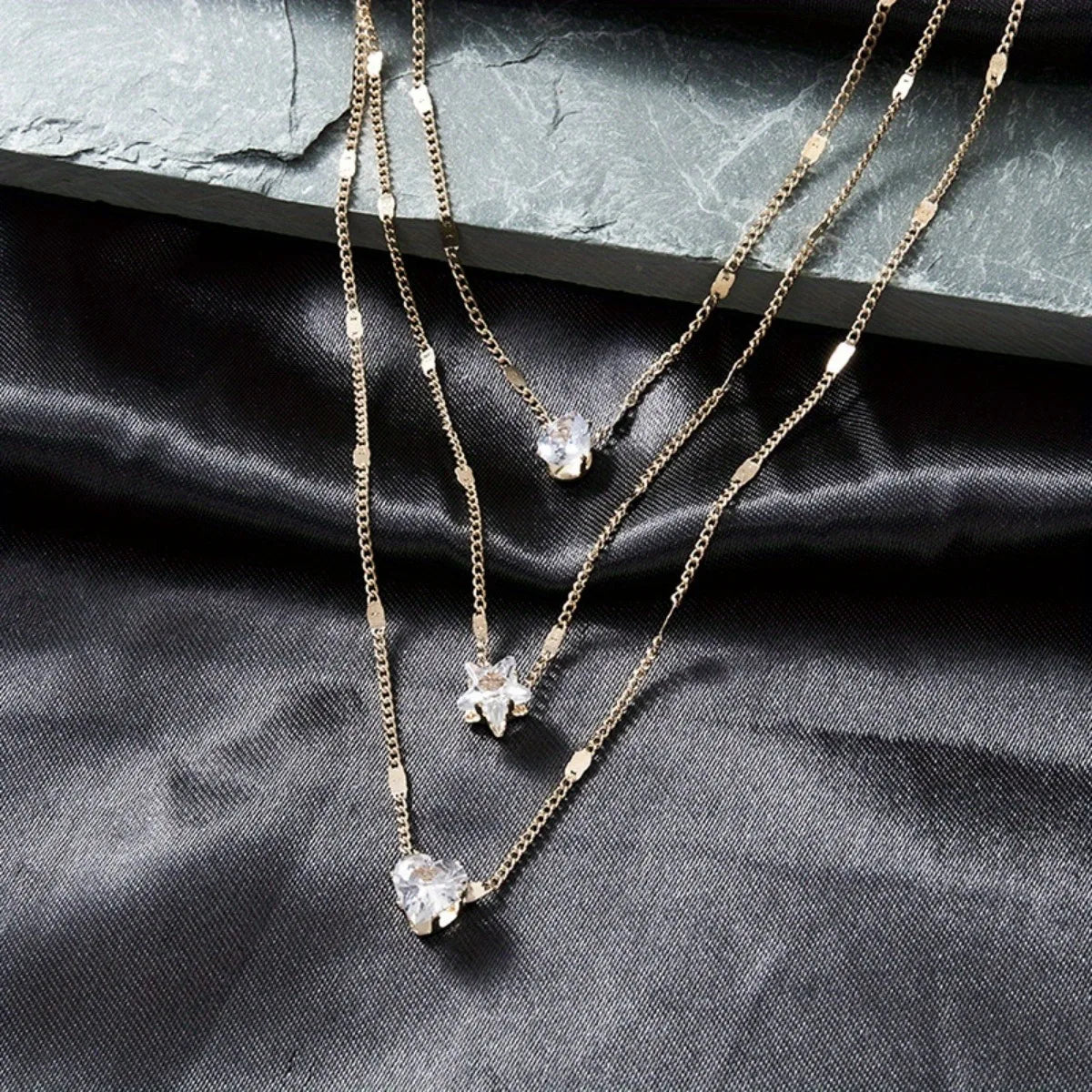 Women’s multi-layer star and heart necklace