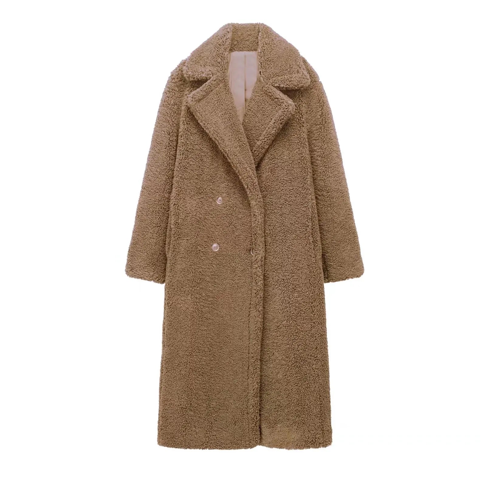 Women Autumn Winter Vintage Wool Blend Long Coat Lapel