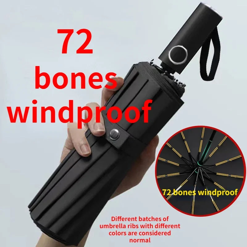 72-bone strong umbrella, wind-, rain-, sunproof, automatic, large.