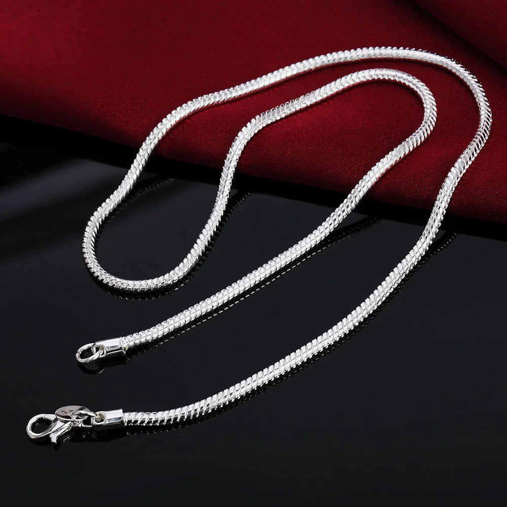 Silver snake chain necklace 45–60cm.