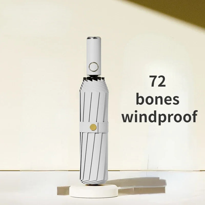 72-bone strong umbrella, wind-, rain-, sunproof, automatic, large.