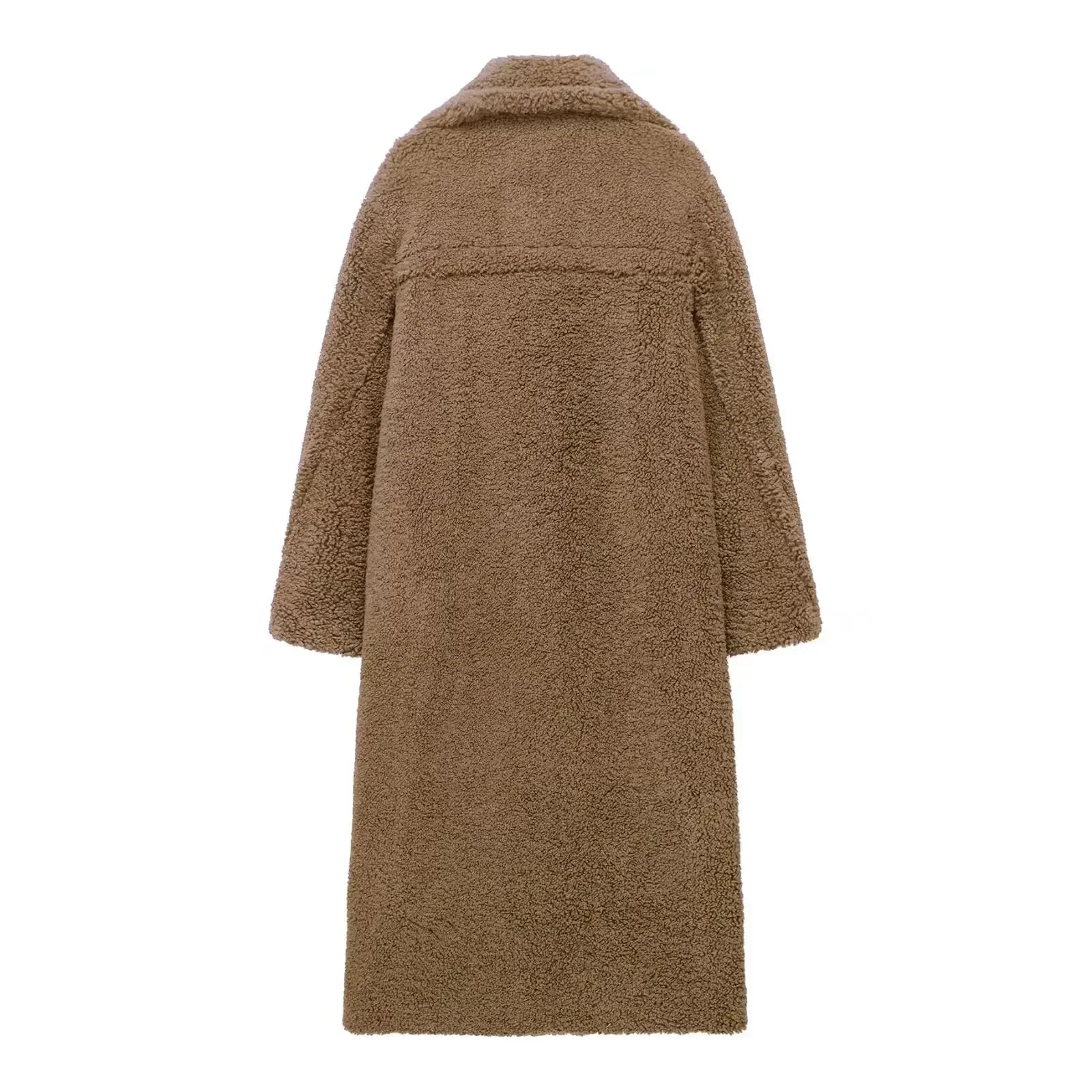 Women Autumn Winter Vintage Wool Blend Long Coat Lapel
