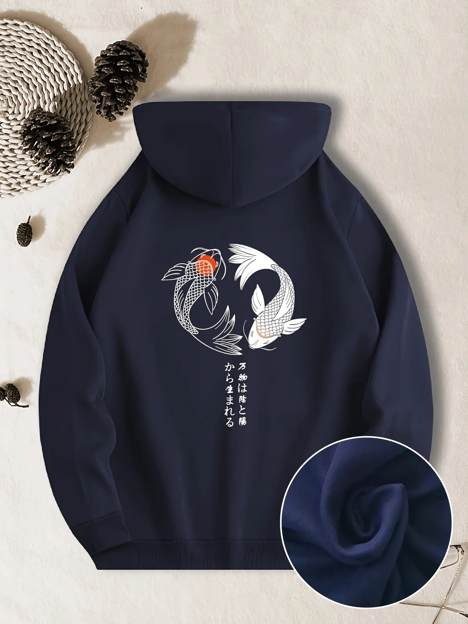 Men’s Casual Hoodie with Geometric Fish Design