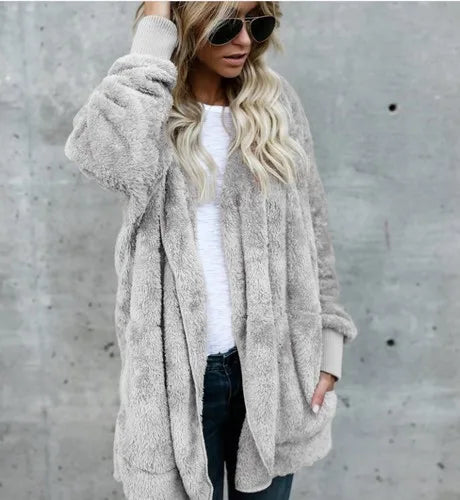 Warm oversized fleece jacket