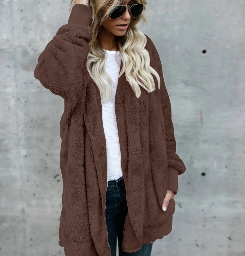 Warm oversized fleece jacket