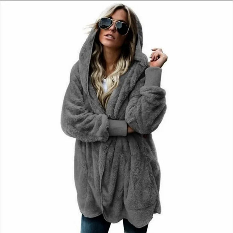 Warm oversized fleece jacket